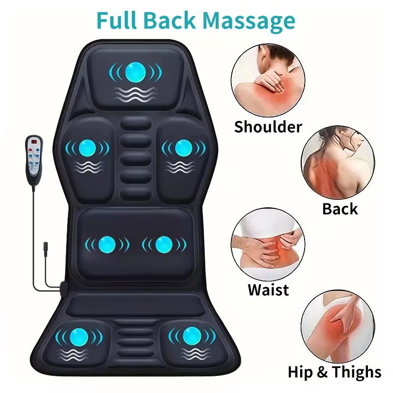 Massage Seat Cushion with Heating Adjustable Lumbar Support 7 Massage Modes Back Massage Chair Cushion Men Women Home Office Use