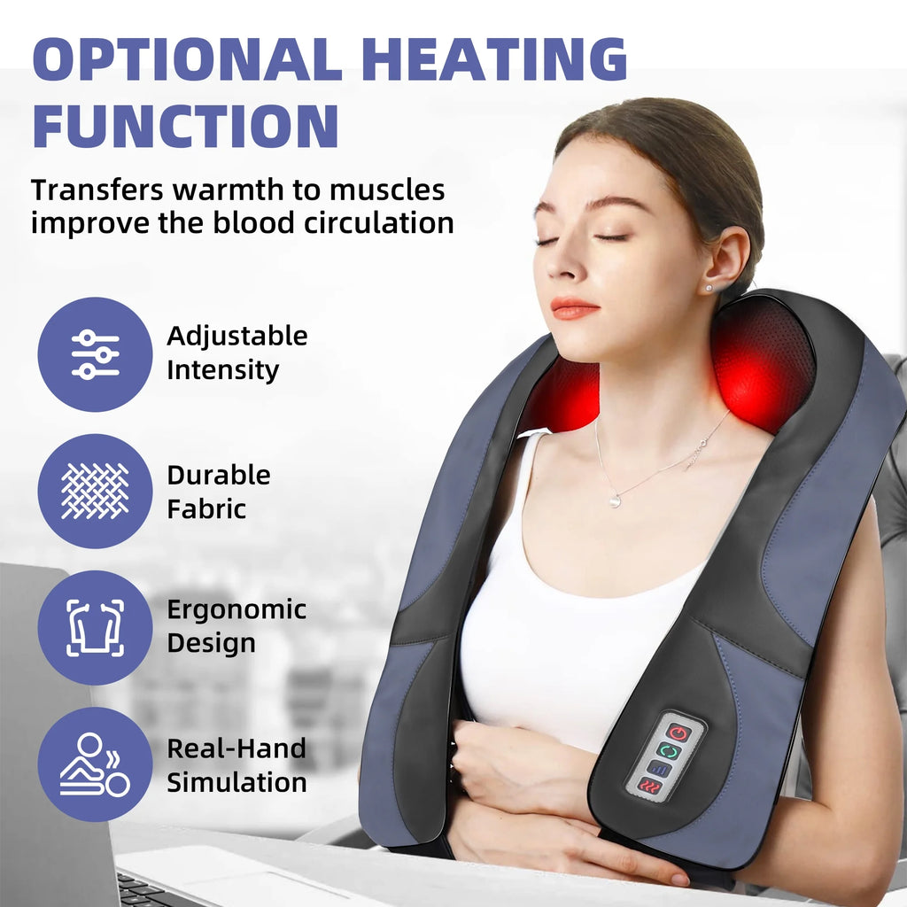 Neck Massager, Shiatsu Neck and Back Massager with Heat, Deep Tissue 3D Kneading Pillow, Electric Full Body Massager for Body Muscle, Plug-In Use for Home Office Car, Gifts for Women Man
